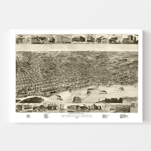 Vintage Map of Memphis, Tennessee 1887