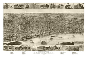 Vintage Map of Memphis, Tennessee 1887