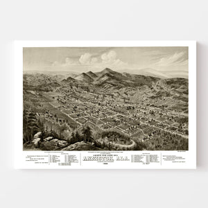 Vintage Map of Anniston, Alabama 1888