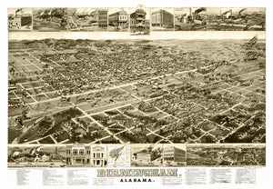 Vintage Map of Birmingham, Alabama 1885