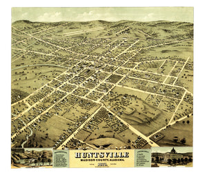Vintage Map of Huntsville, Alabama 1871