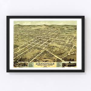 Vintage Map of Huntsville, Alabama 1871
