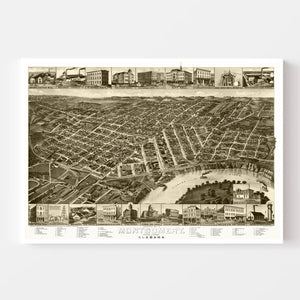 Vintage Map of Montgomery, Alabama 1887