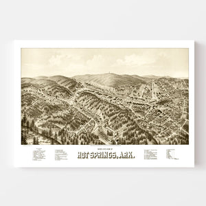 Vintage Map of Hot Springs, Arkansas 1888