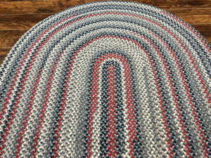 American Oval Braided Rug 5x8, Vintage Multicolor Handmade Wool 5 x 8 Carpet