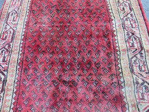 3'7"X 10' Antique Handmade India Oriental Paisley Wool Runner Rug Vegy # 31