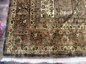 Large Indian Wool Rug 12x14, Wool Handmade Panel Design Carpet, Traditional, Palace Size