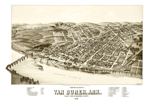Vintage Map of Van Buren, Arkansas 1888