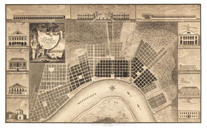 Vintage Map of New Orleans, Louisiana 1817