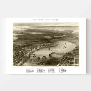 Vintage Map of New Orleans, Louisiana 1863