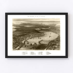 Vintage Map of New Orleans, Louisiana 1863