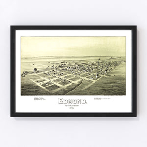 Vintage Map of Edmond, Oklahoma 1891