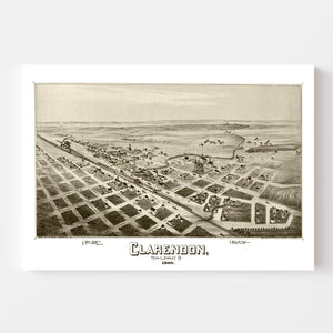 Vintage Map of Clarendon, Texas 1890