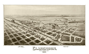 Vintage Map of Clarendon, Texas 1890