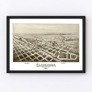 Vintage Map of Clarendon, Texas 1890