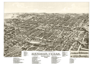Vintage Map of Denison, Texas 1886