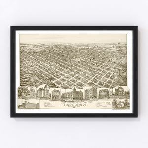 Vintage Map of Denison, Texas 1891