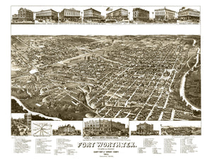 Vintage Map of Fort Worth, Texas 1886