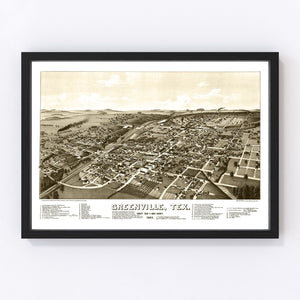 Vintage Map of Greenville, Texas 1886