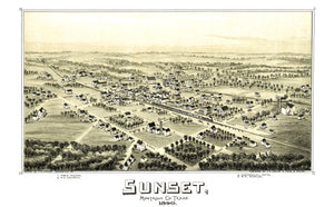 Vintage Map of Sunset, Texas 1890