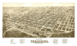Vintage Map of Texarkana, Texas 1888