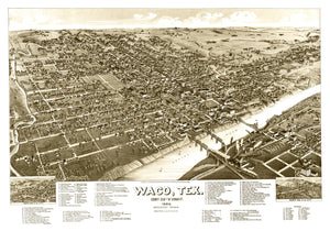 Vintage Map of Waco, Texas 1886