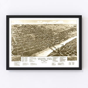 Vintage Map of Waco, Texas 1886