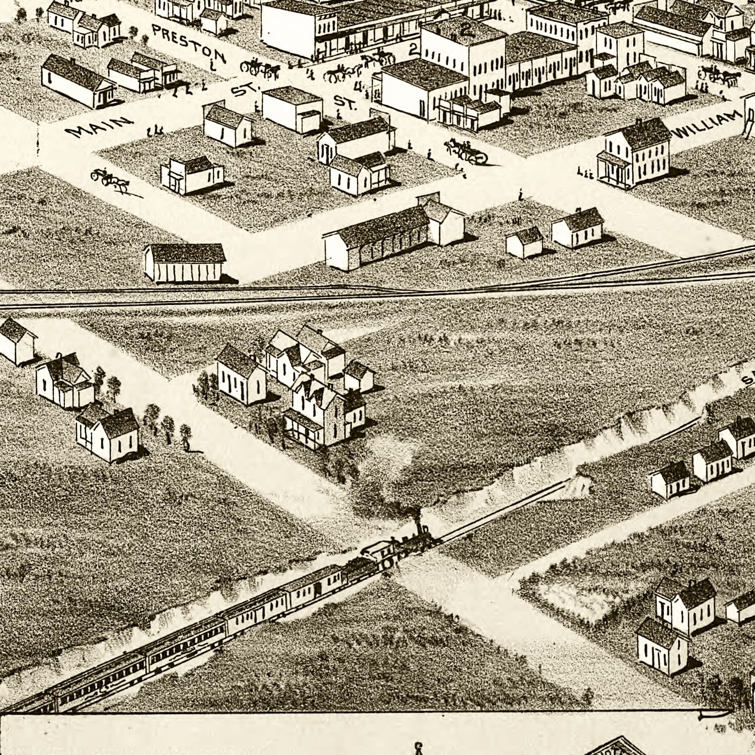 Vintage Map of Wolfe City, Texas 1891