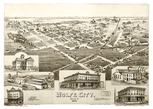 Vintage Map of Wolfe City, Texas 1891