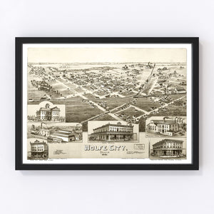Vintage Map of Wolfe City, Texas 1891