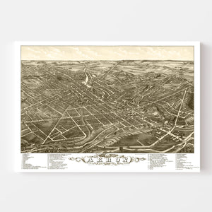 Vintage Map of Akron, Ohio 1882