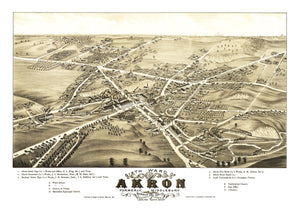 Vintage Map of Akron, Ohio 1882
