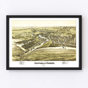 Vintage Map of Ashtabula Harbor, Ohio 1896