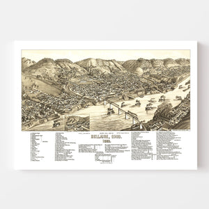 Vintage Map of Bellaire, Ohio 1882