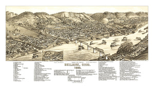 Vintage Map of Bellaire, Ohio 1882