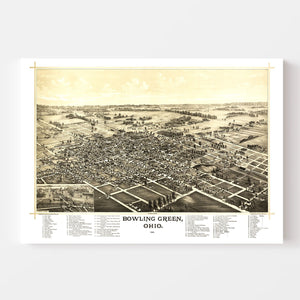 Vintage Map of Bowling Green, Ohio 1888