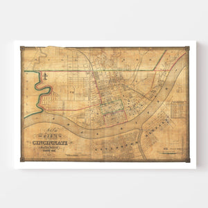 Vintage Map of Cincinnati, Ohio 1838
