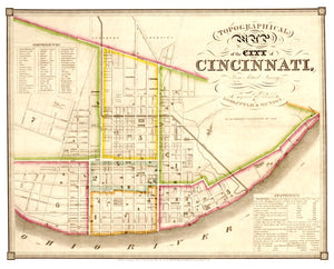 Vintage Map of Cincinnati, Ohio 1841