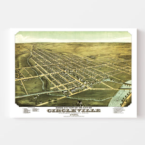 Vintage Map of Circleville, Ohio 1876