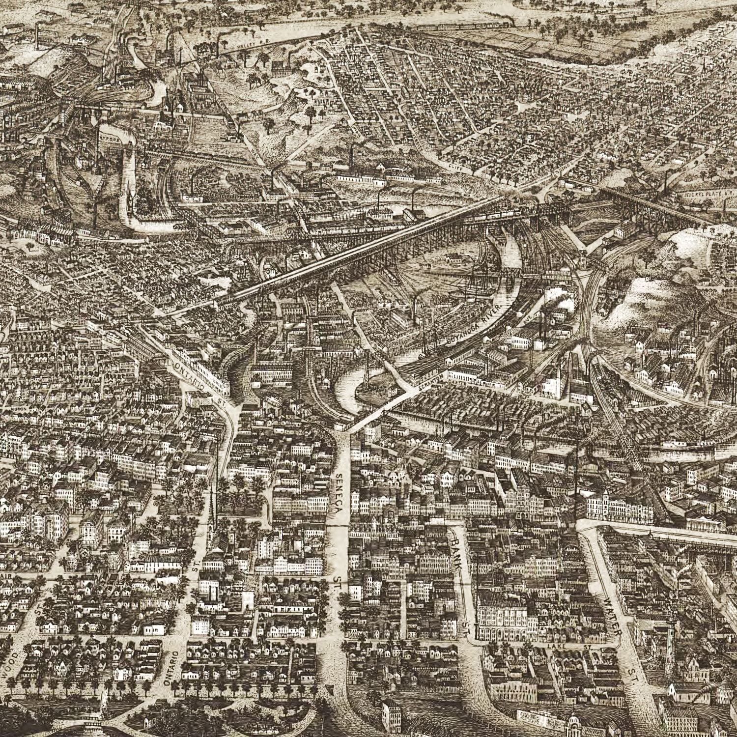 Vintage Map of Cleveland, Ohio 1887