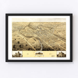 Vintage Map of Elyria, Ohio 1868