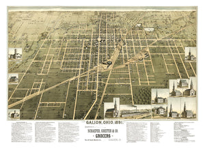 Vintage Map of Galion, Ohio 1891