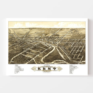 Vintage Map of Kent, Ohio 1882