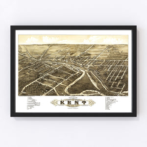 Vintage Map of Kent, Ohio 1882