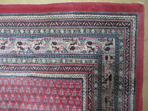 7' X 9' Vintage India Oriental Paisley Handmade Wool Rug Red Vegetable Dyes