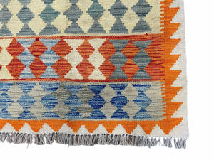 Small Chobi Kilim Rug 3x4 Colorful Diamond Kilim Small Turkish Multicolor Kilim with Diamond Pattern Wool Flatweave Nice