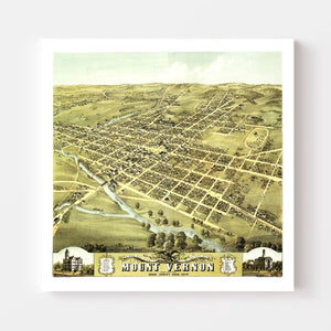 Vintage Map of Mount Vernon, Ohio 1870