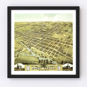 Vintage Map of Mount Vernon, Ohio 1870