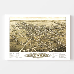 Vintage Map of Ravenna, Ohio 1882