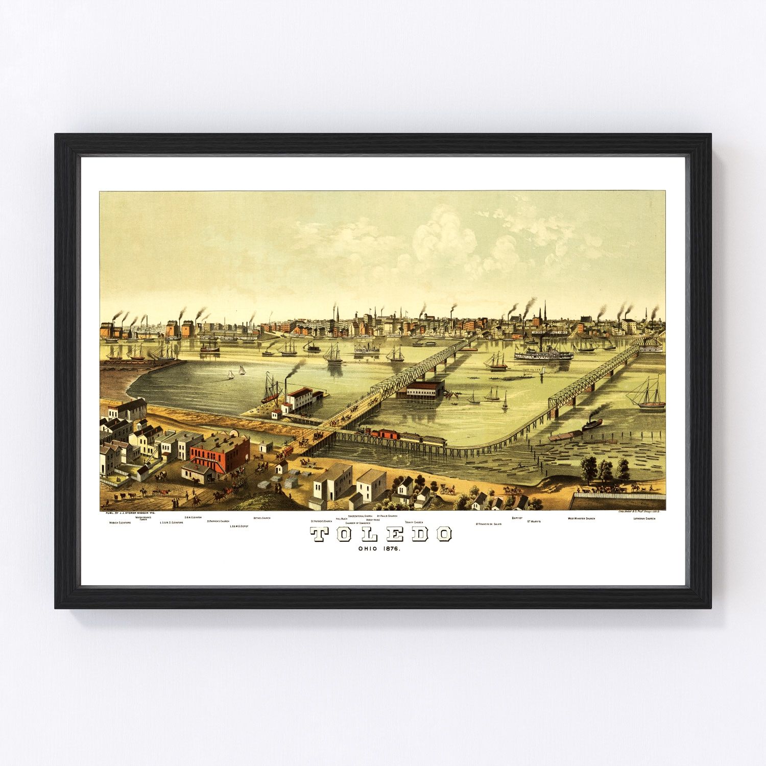 Vintage Map of Toledo, Ohio 1876